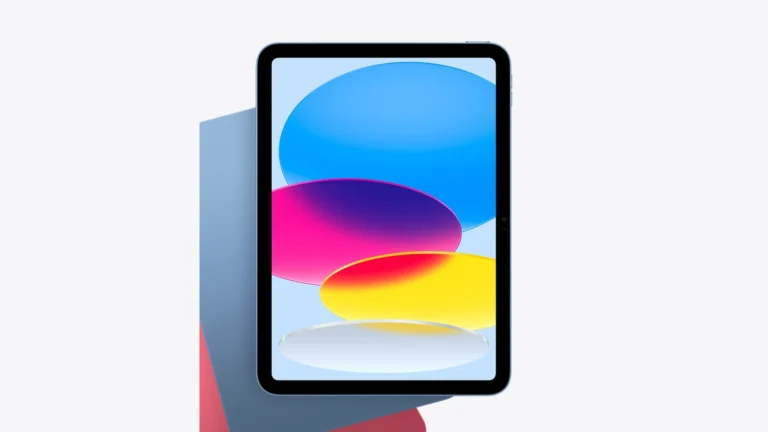 Front view of the iPad 11-inch in Blue showing the full 11-inch display and the front camera positioned on the long landscape edge